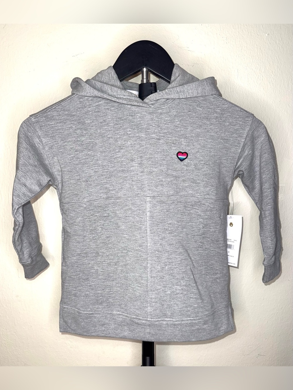 Spiritual Gangster Girls Heather Gray Hoodie with Heart Detail, sz 4, NWT